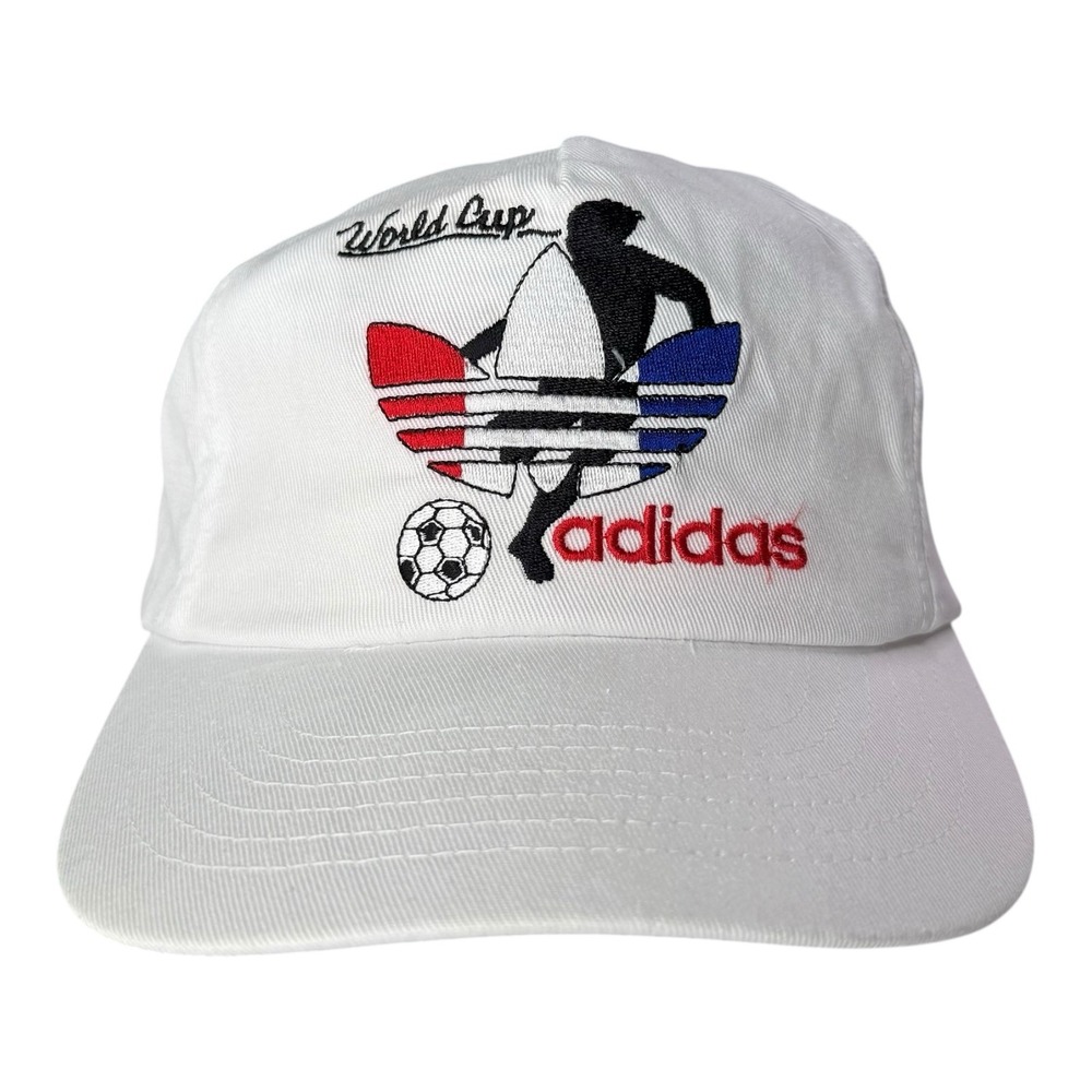 Vintage 1994 Adidas World Cup USA 94 Soccer Snapback Hat White Trefoil Cap